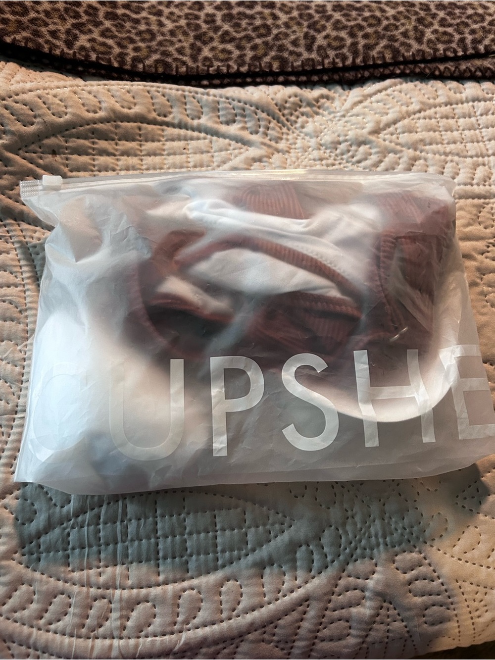 Cupshe Ribbed Rust Brown Triangle Bikini Set - Picture 3 of 4